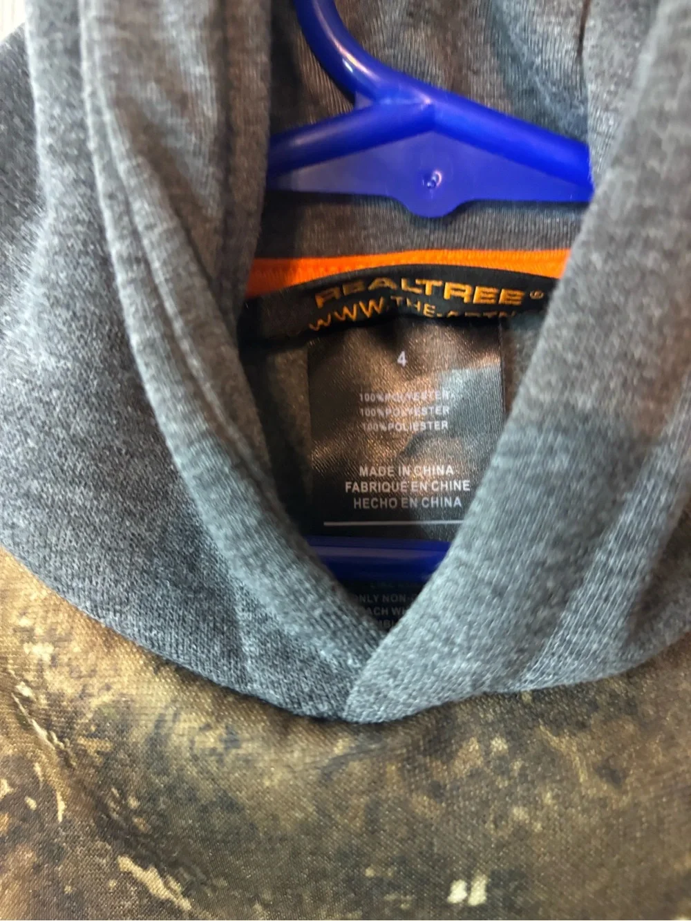 Realtree Kids Hoodie in Camo and Dark Gray